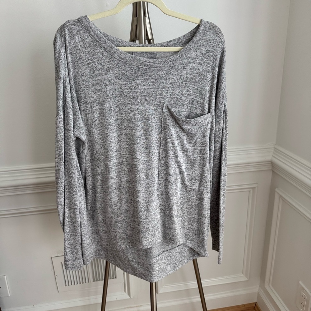 RAG & BONE Oversized Gray long sleeve round neck shirt large chest pocket size S